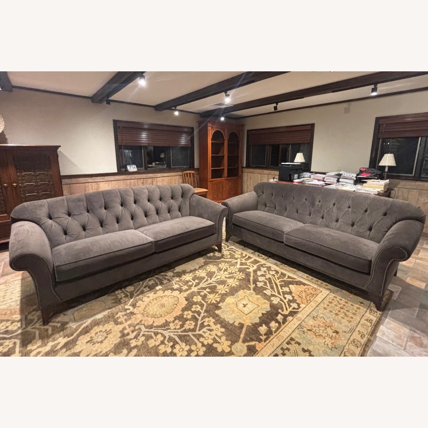 Arhaus Preston Dark Gray Velvet 3+ Seater Sofa - image-1