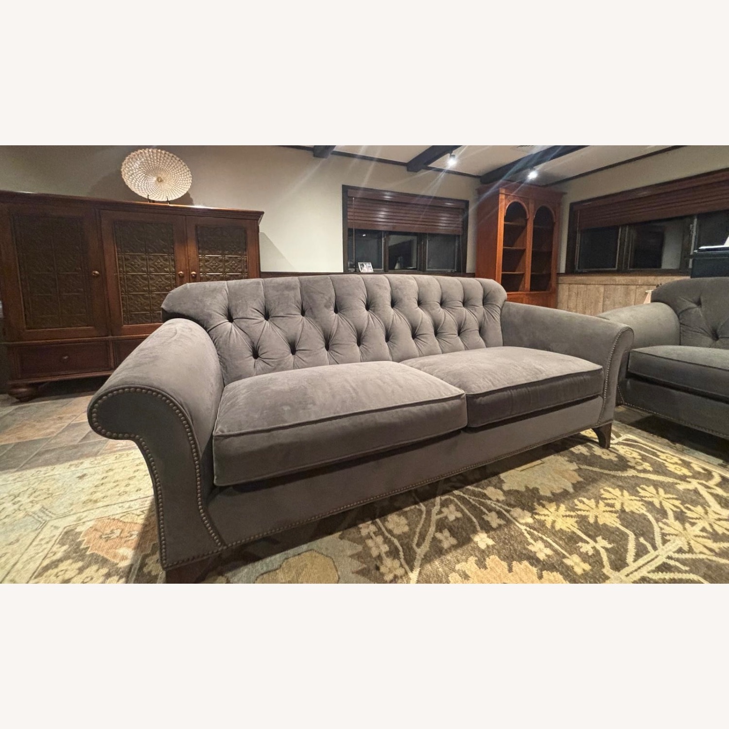 Arhaus Preston Dark Gray Velvet 3+ Seater Sofa - image-5