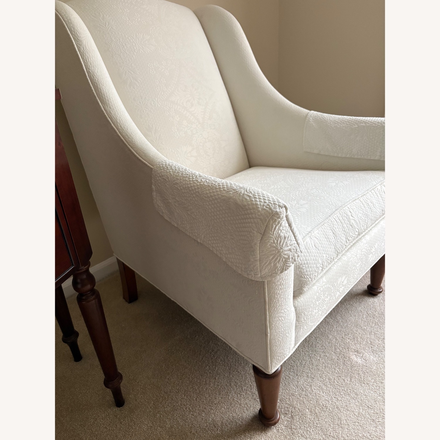 Two Ethan Allen Cream Fabric Accent Chairs - image-3