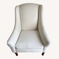 Two Ethan Allen Cream Fabric Accent Chairs
