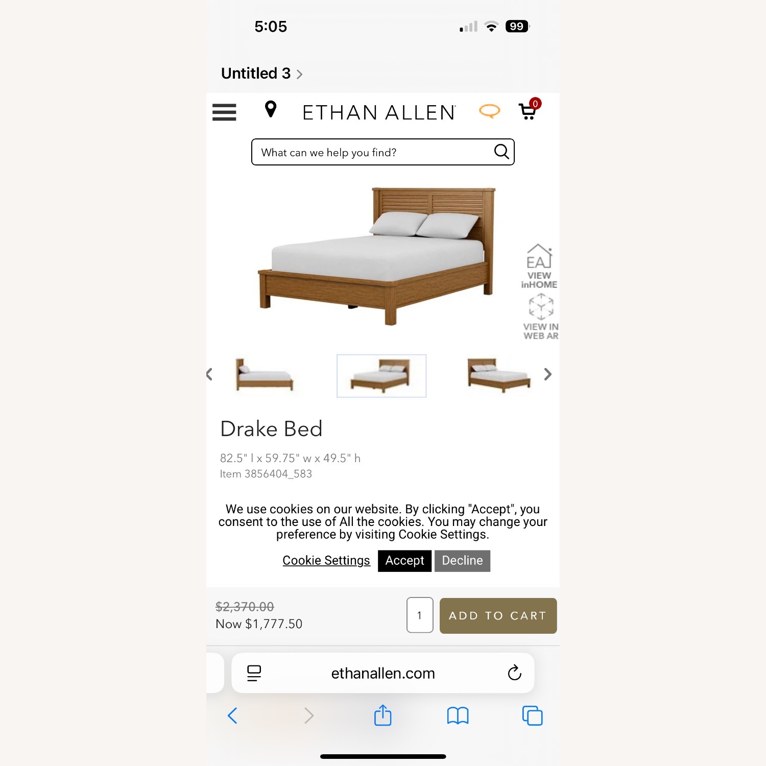 Ethan Allen Louver Brown Wood Full Bed - image-3