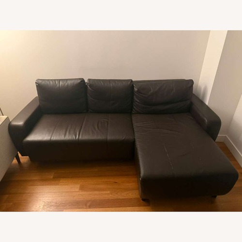 Used IKEA Djursbo Dark Brown Leather Sofa for sale on AptDeco