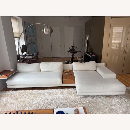 Used Rove Concepts Dresden White Fabric 3+ Piece Sectional for sale on AptDeco