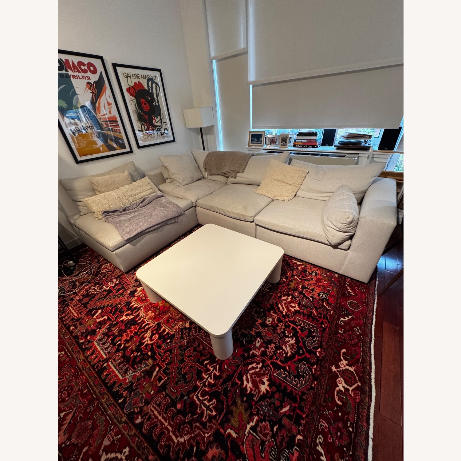 West Elm White Harmony Modular Sofa Ottoman - image-3
