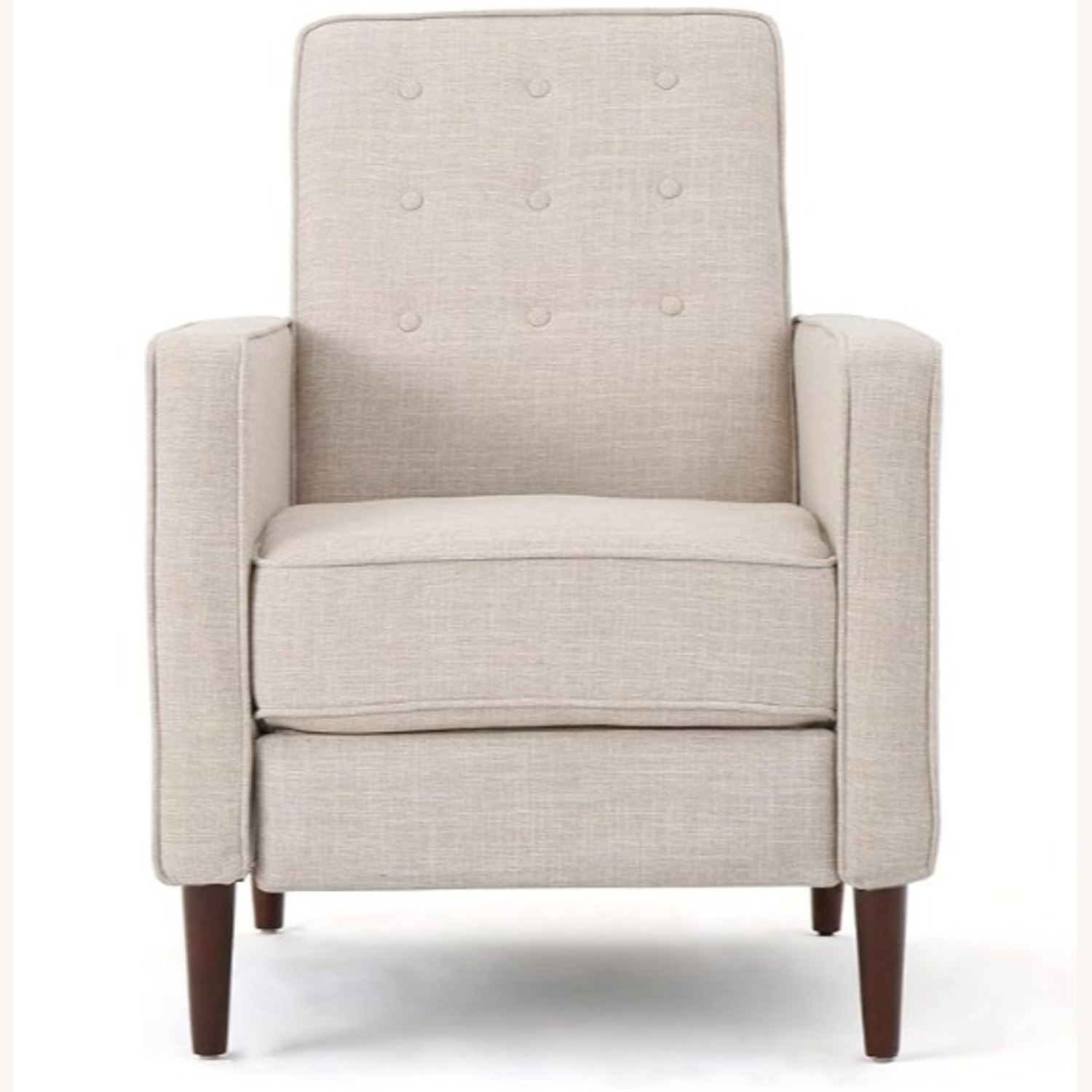 Tufted Back Fabric Cream Recliner  - image-1