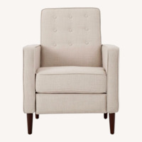 Tufted Back Fabric Cream Recliner 