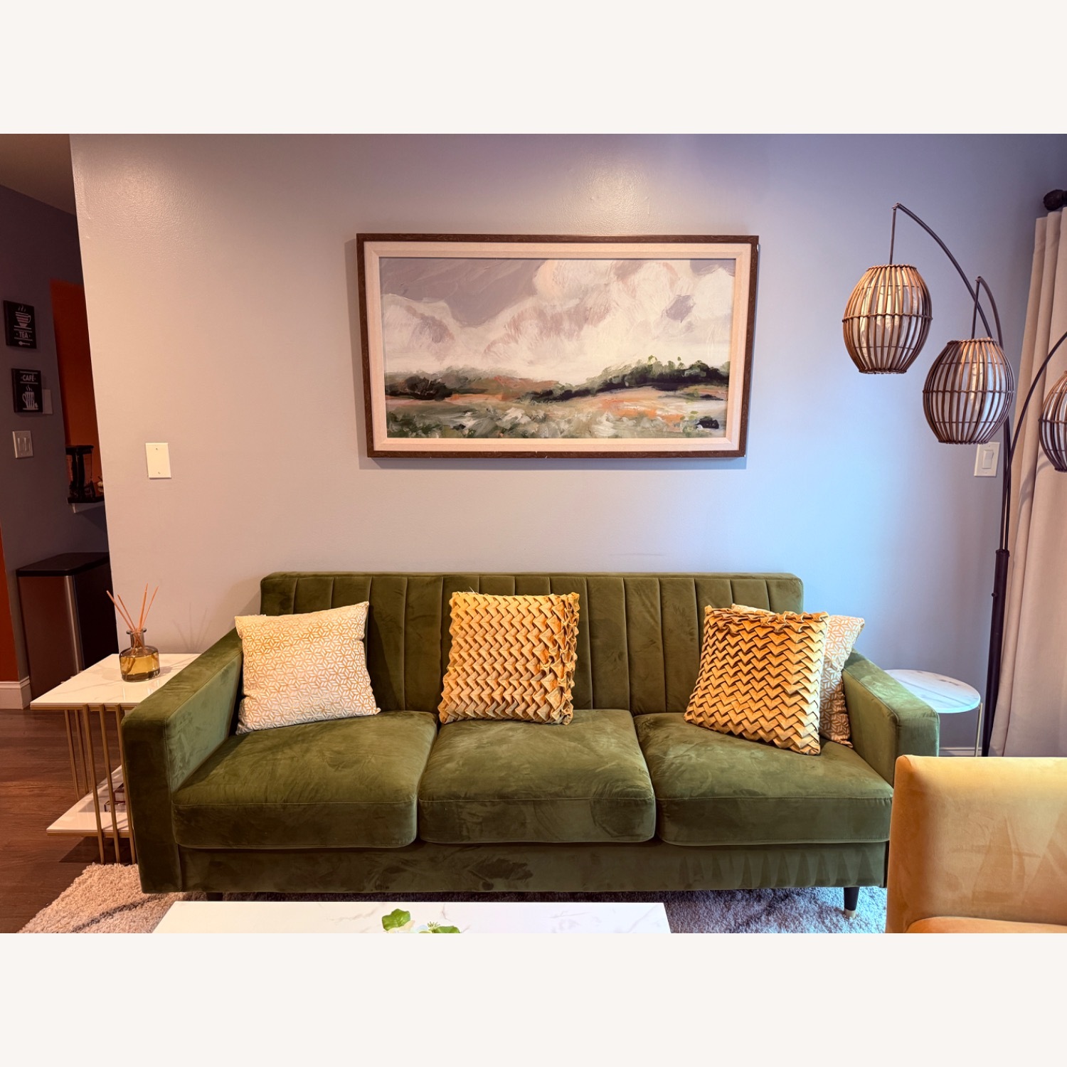 Green Velvet 3+ Seater Sofa - image-2