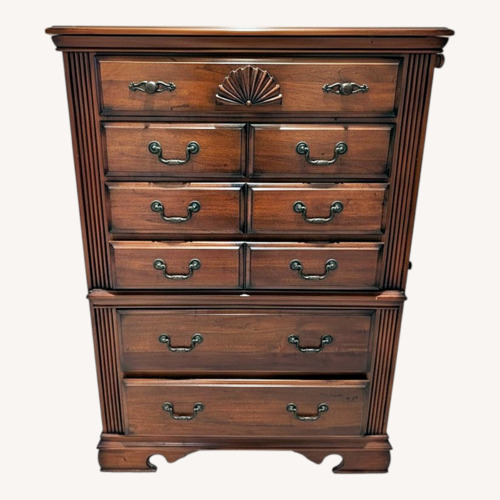 Used Raymour & Flanigan Dark Brown Marble Chest for sale on AptDeco