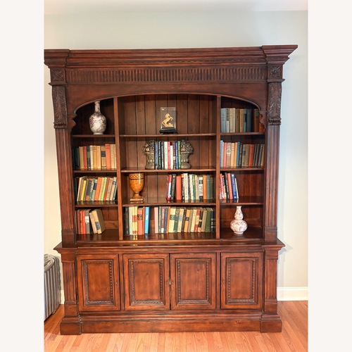 Used Ethan Allen Dark Pine Bookcase for sale on AptDeco