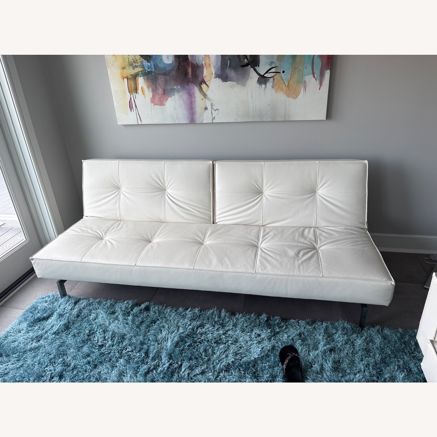 Innovation USA Cream Leather Sleeper Sofa - image-1