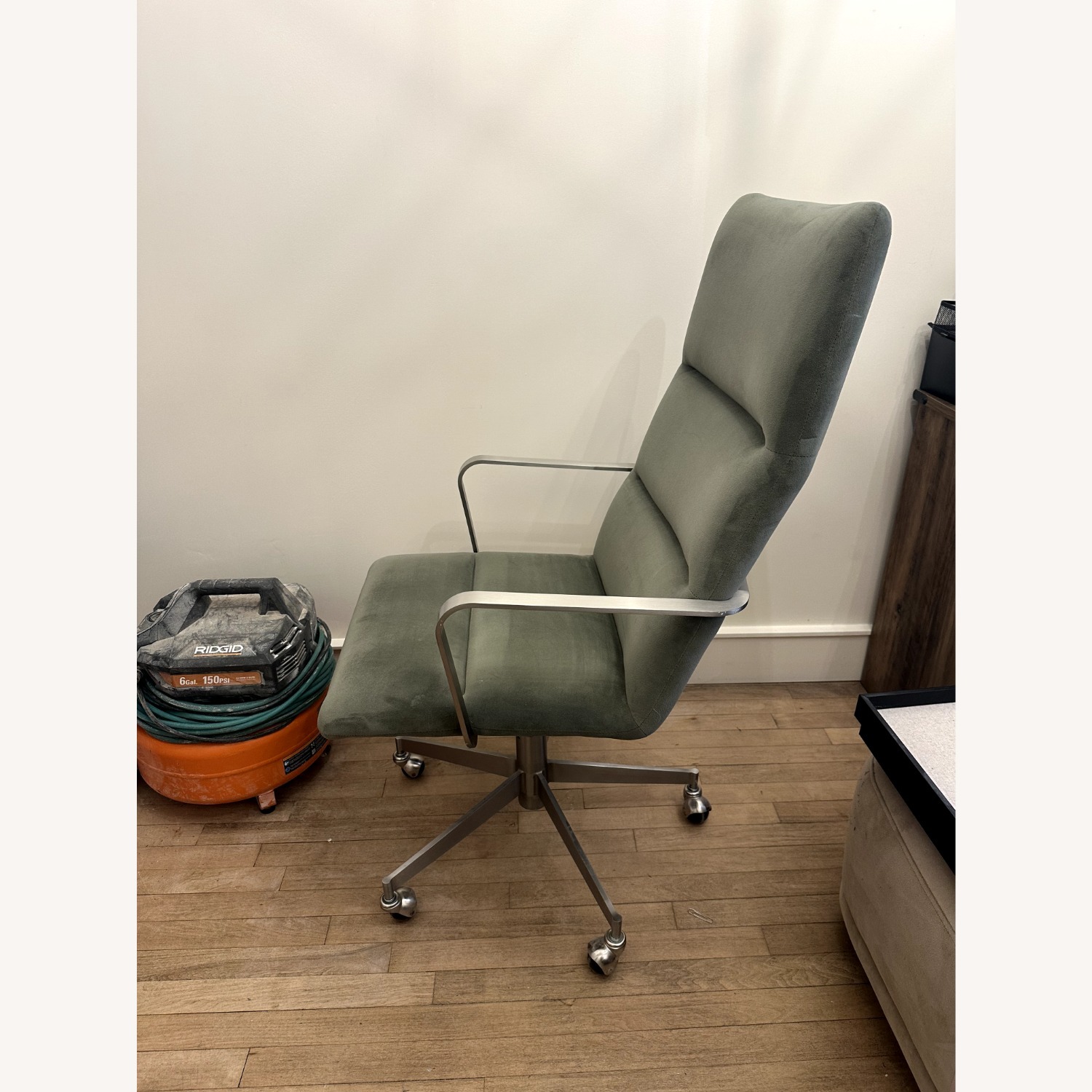 West Elm Green Velvet Office Chair - image-4