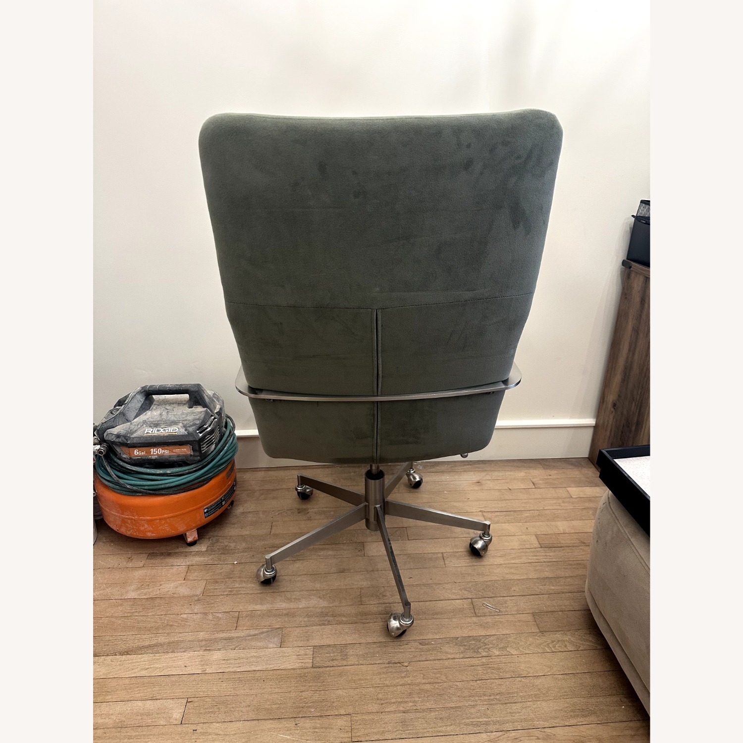 West Elm Green Velvet Office Chair - image-3