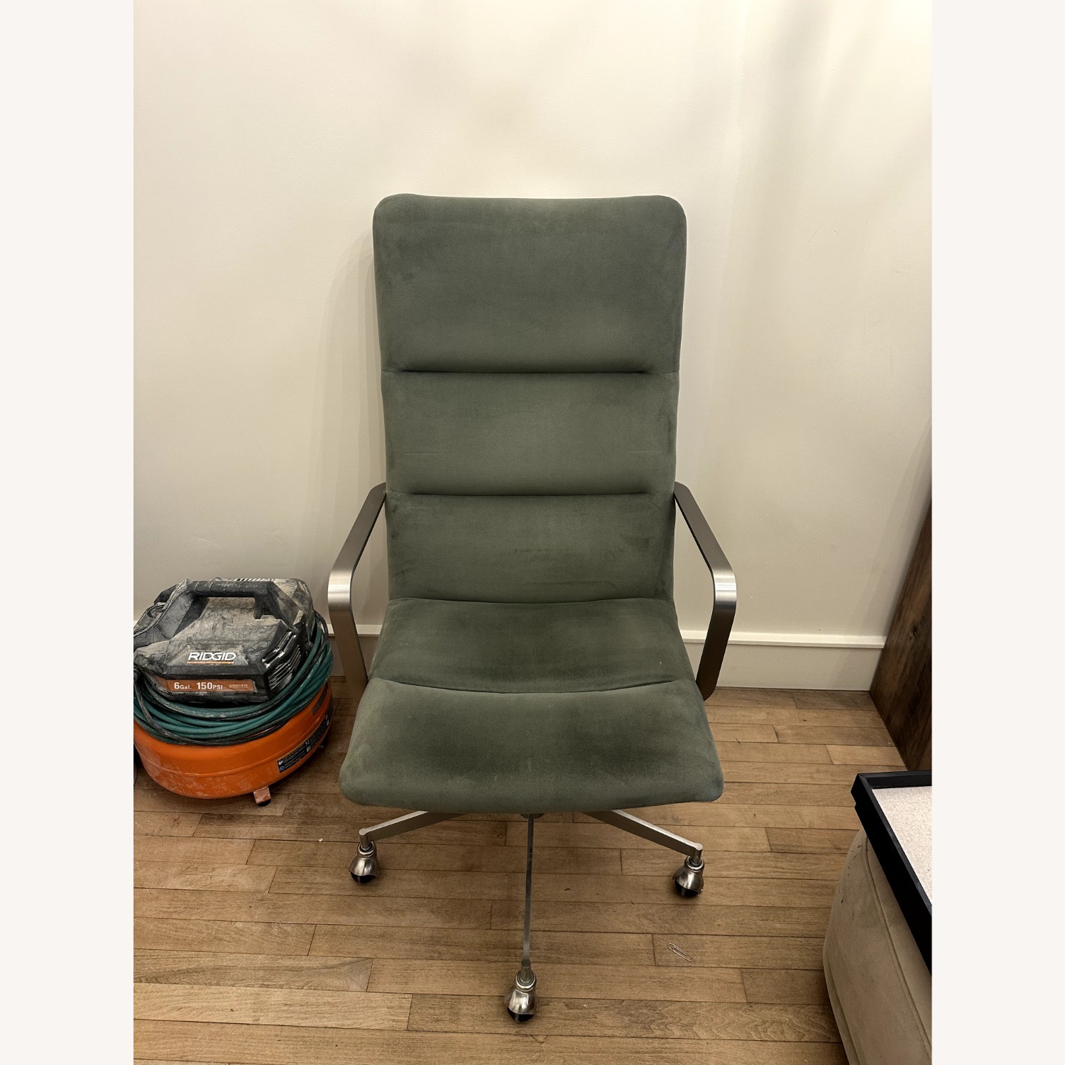 West Elm Green Velvet Office Chair - image-1