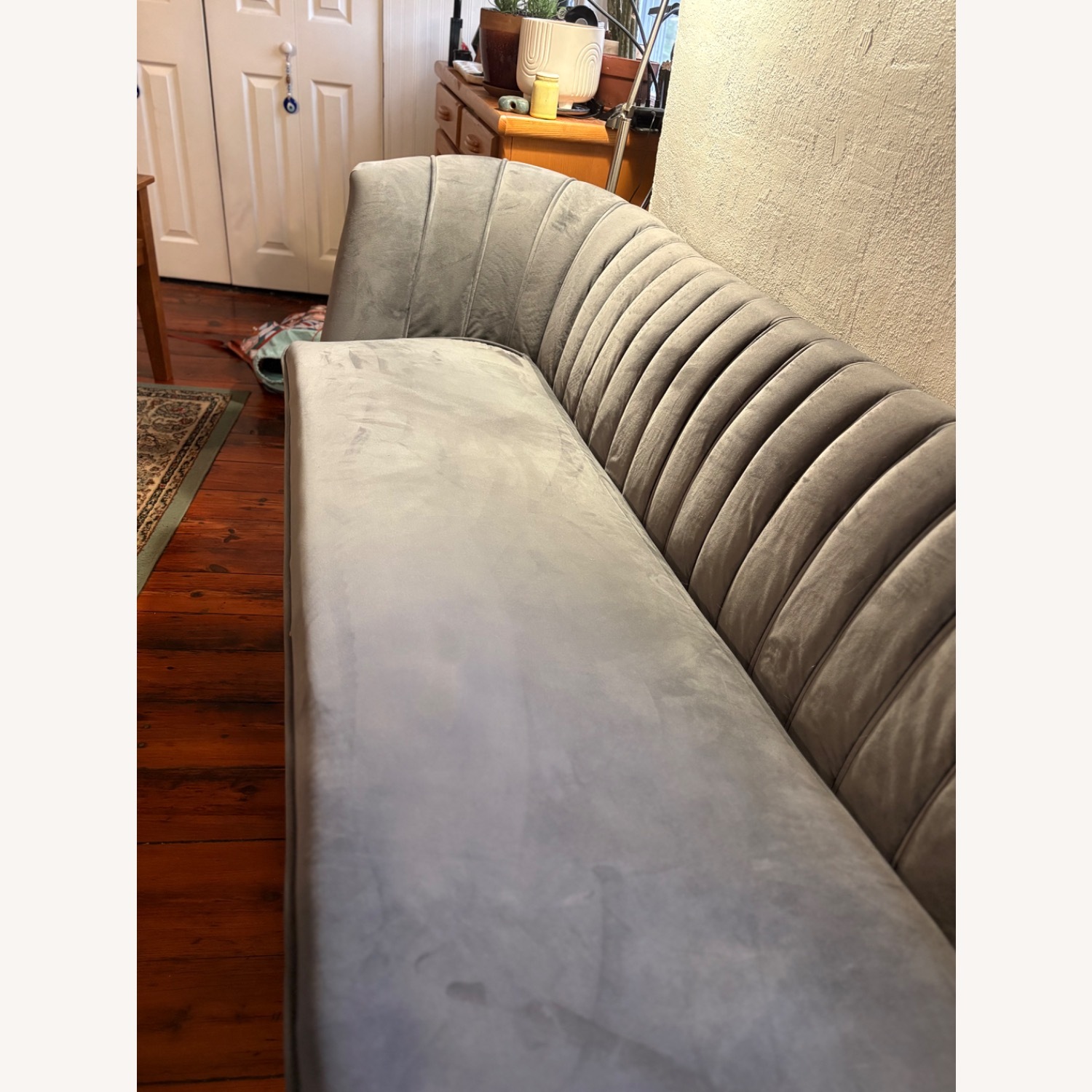 Light Gray Velvet 2 Seater Sofa - image-2
