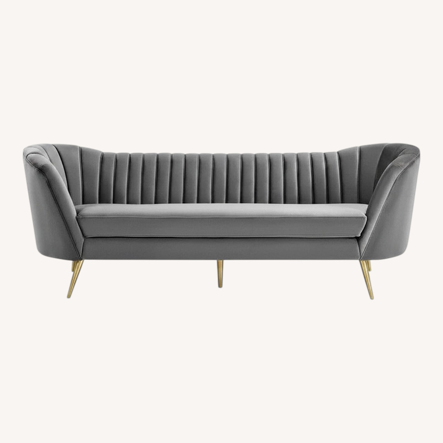 Light Gray Velvet 2 Seater Sofa - image-0