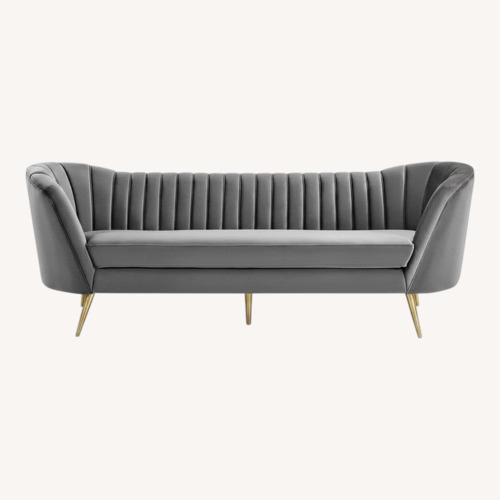 Used Light Gray Velvet 2 Seater Sofa for sale on AptDeco