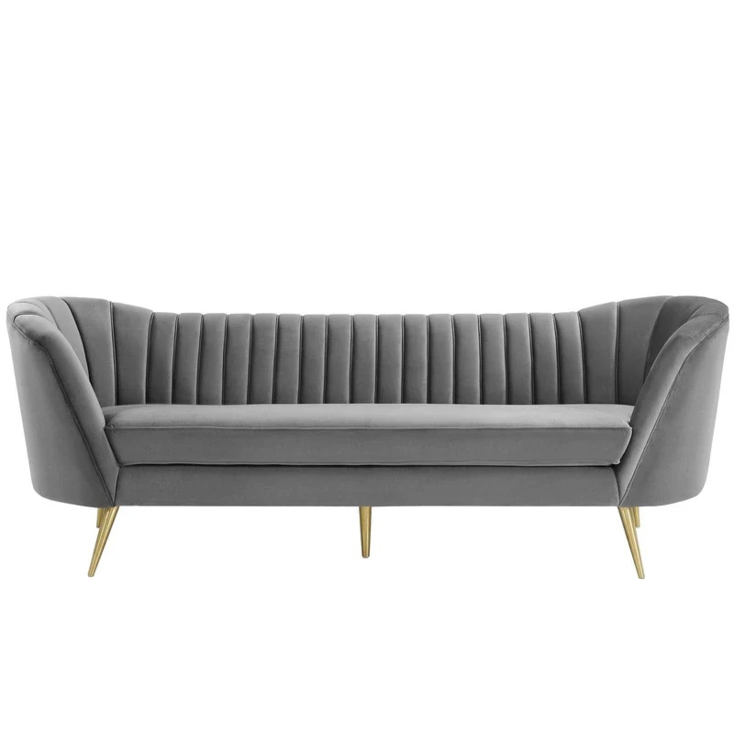 Light Gray Velvet 2 Seater Sofa - image-4