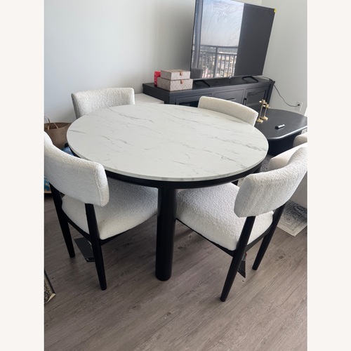 Used Ashley Furniture White Marble Dining Table for sale on AptDeco