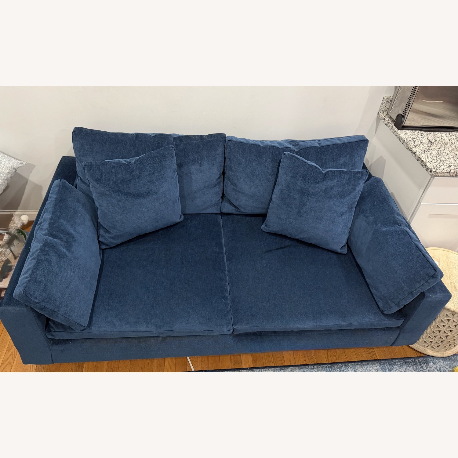 West Elm Harmony Blue Velvet 2 Seater Sofa - image-2