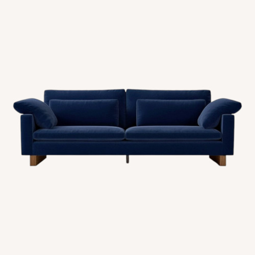Used West Elm Harmony Blue Velvet 2 Seater Sofa for sale on AptDeco