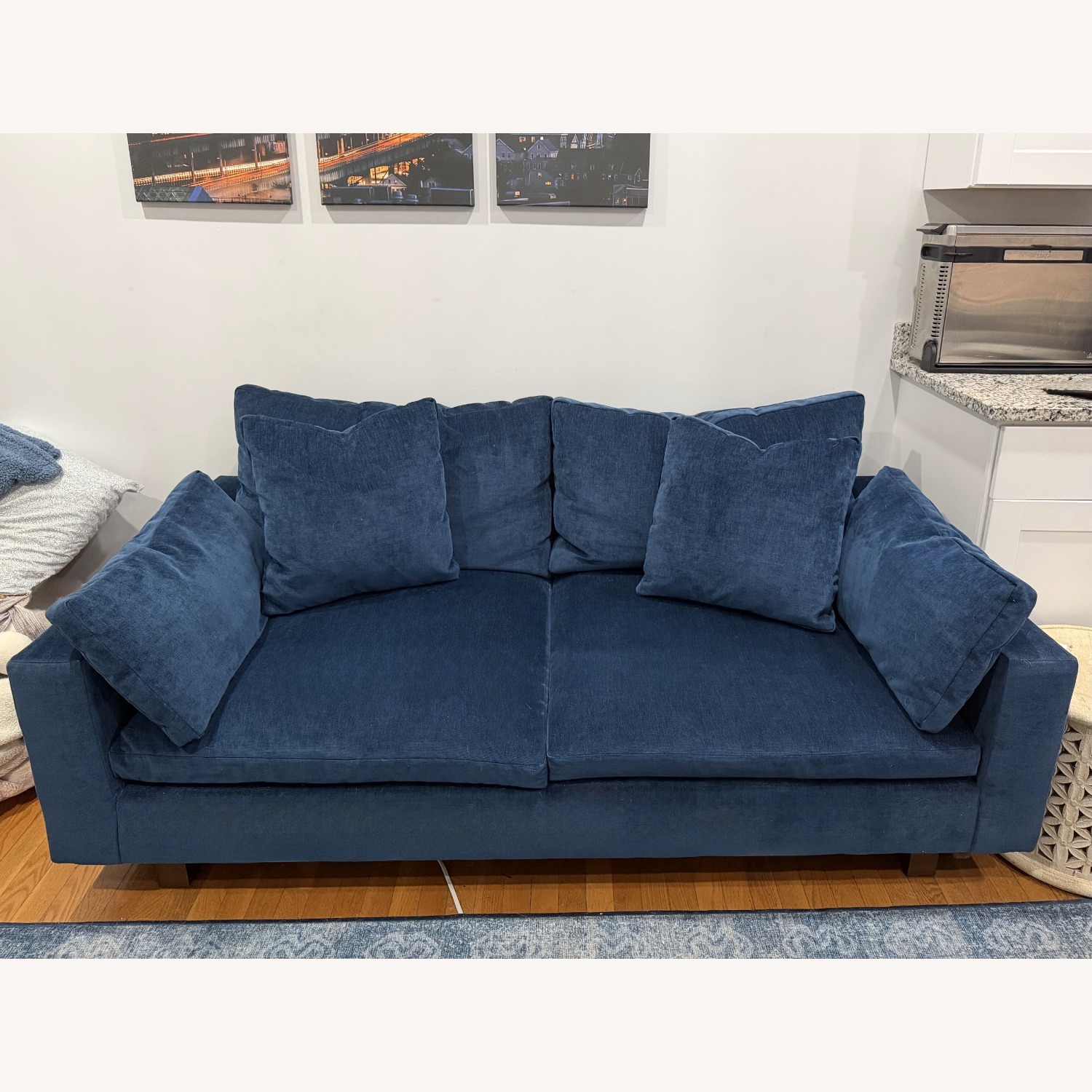 West Elm Harmony Blue Velvet 2 Seater Sofa - image-1