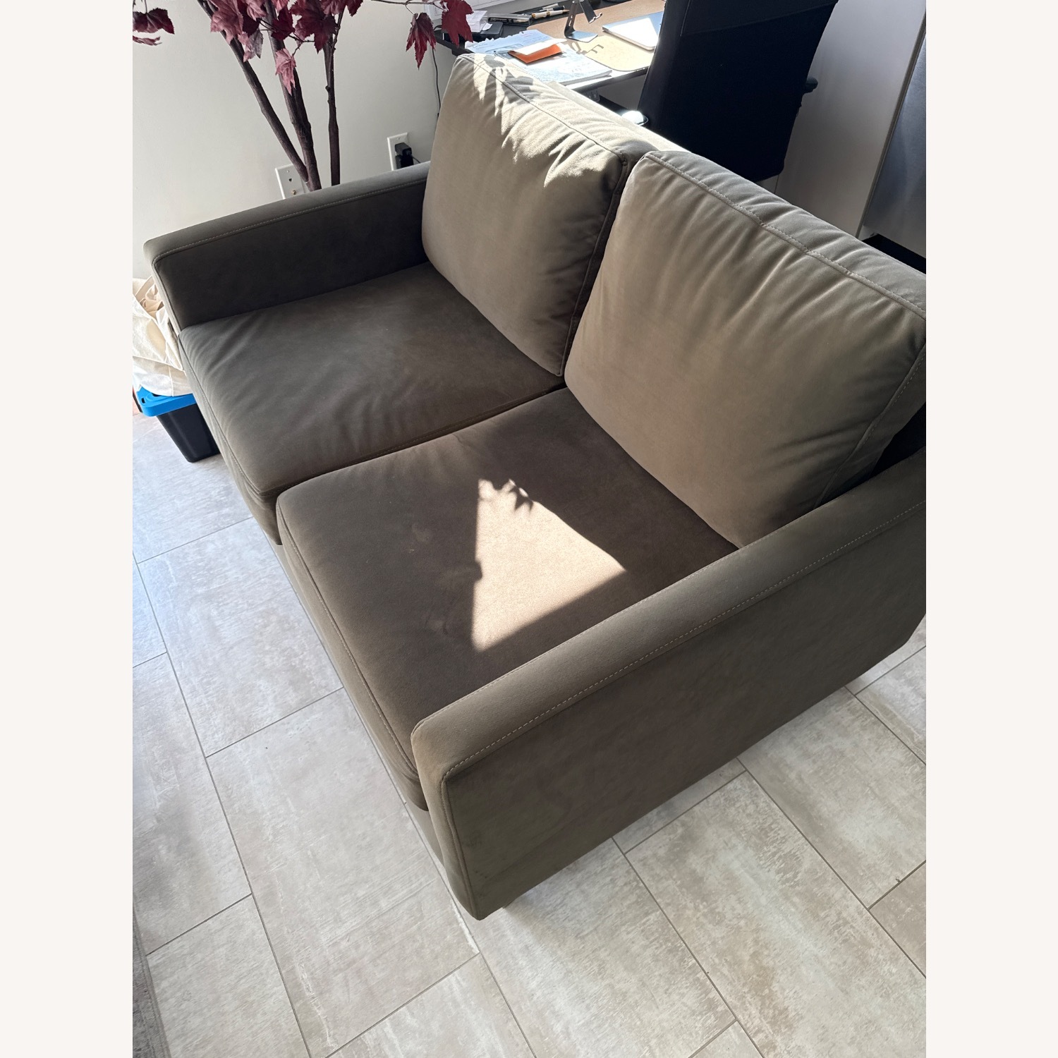 Living Spaces Dark Brown Fabric Sofa - image-2