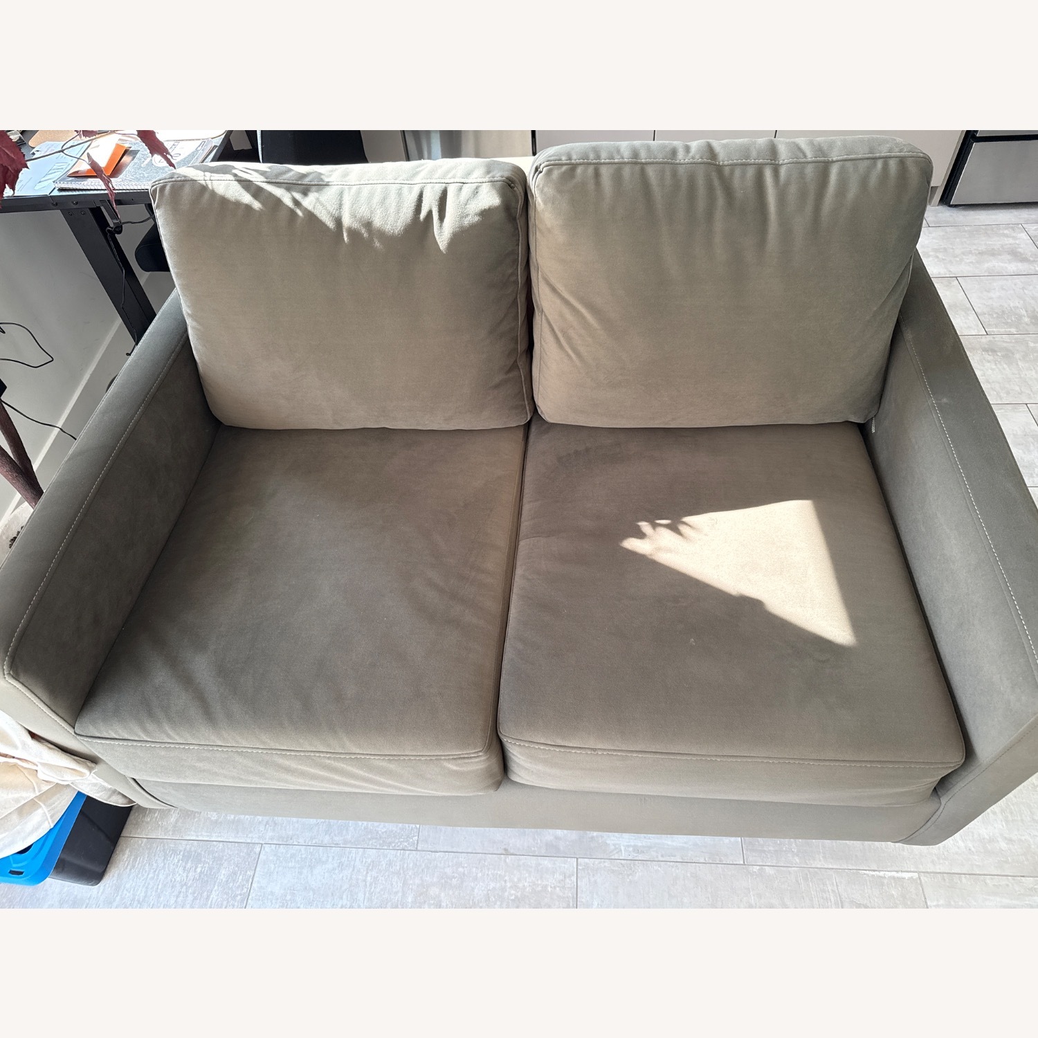 Living Spaces Dark Brown Fabric Sofa - image-1
