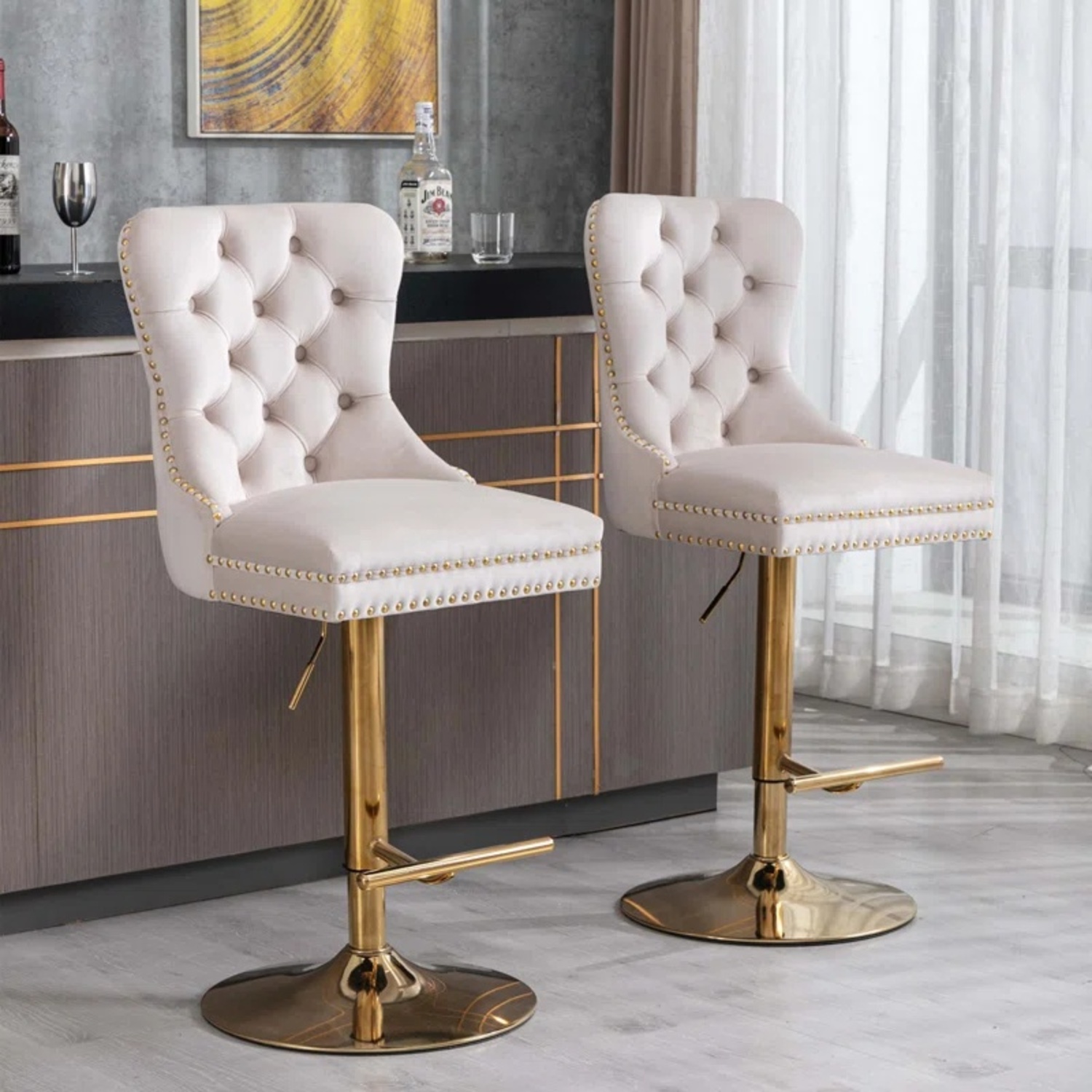 Wayfair Tufted Swivel Bar Stool Set - image-4