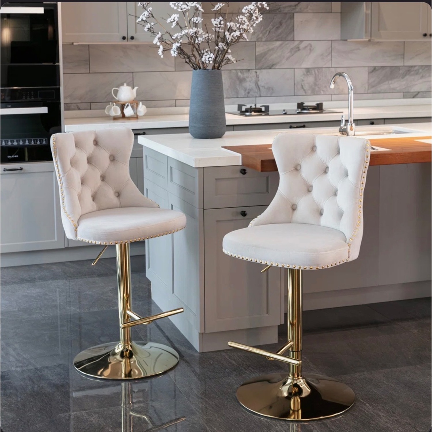 Wayfair Tufted Swivel Bar Stool Set - image-3