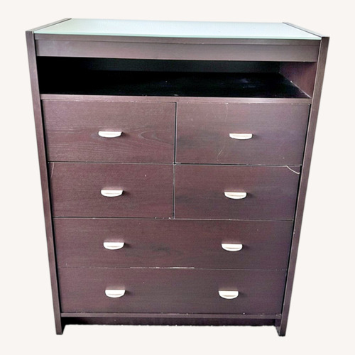Used Bob's Discount Furniture Dark Brown Wood Dresser for sale on AptDeco