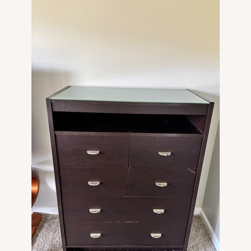 Used Bob's Discount Furniture Dark Brown Wood Dresser for sale on AptDeco