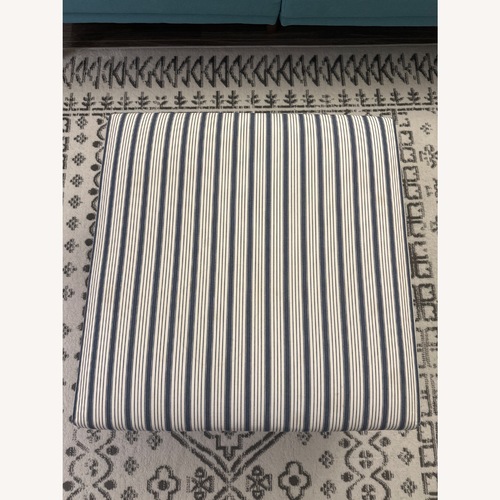 Used Contemporary Striped Ottoman with Gold Base for sale on AptDeco