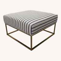 Contemporary Striped Ottoman with Gold Base