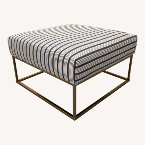 Used Contemporary Striped Ottoman with Gold Base for sale on AptDeco