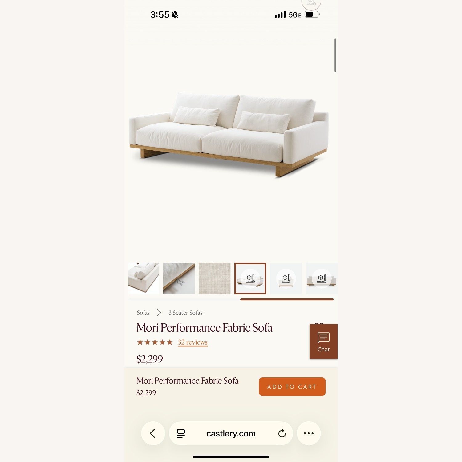 Castlery Mori Performance White Linen 2 Piece Sectional - image-13