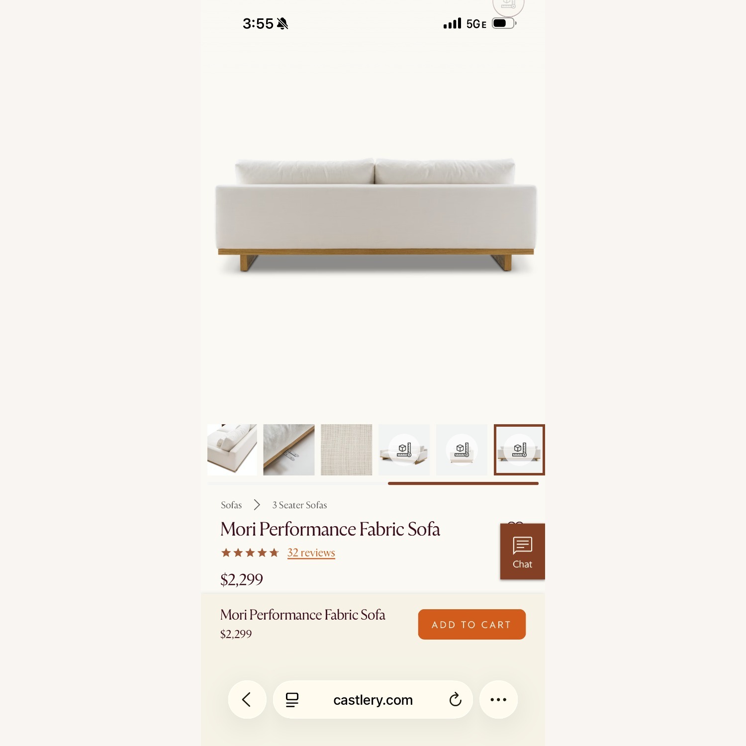 Castlery Mori Performance White Linen 2 Piece Sectional - image-16