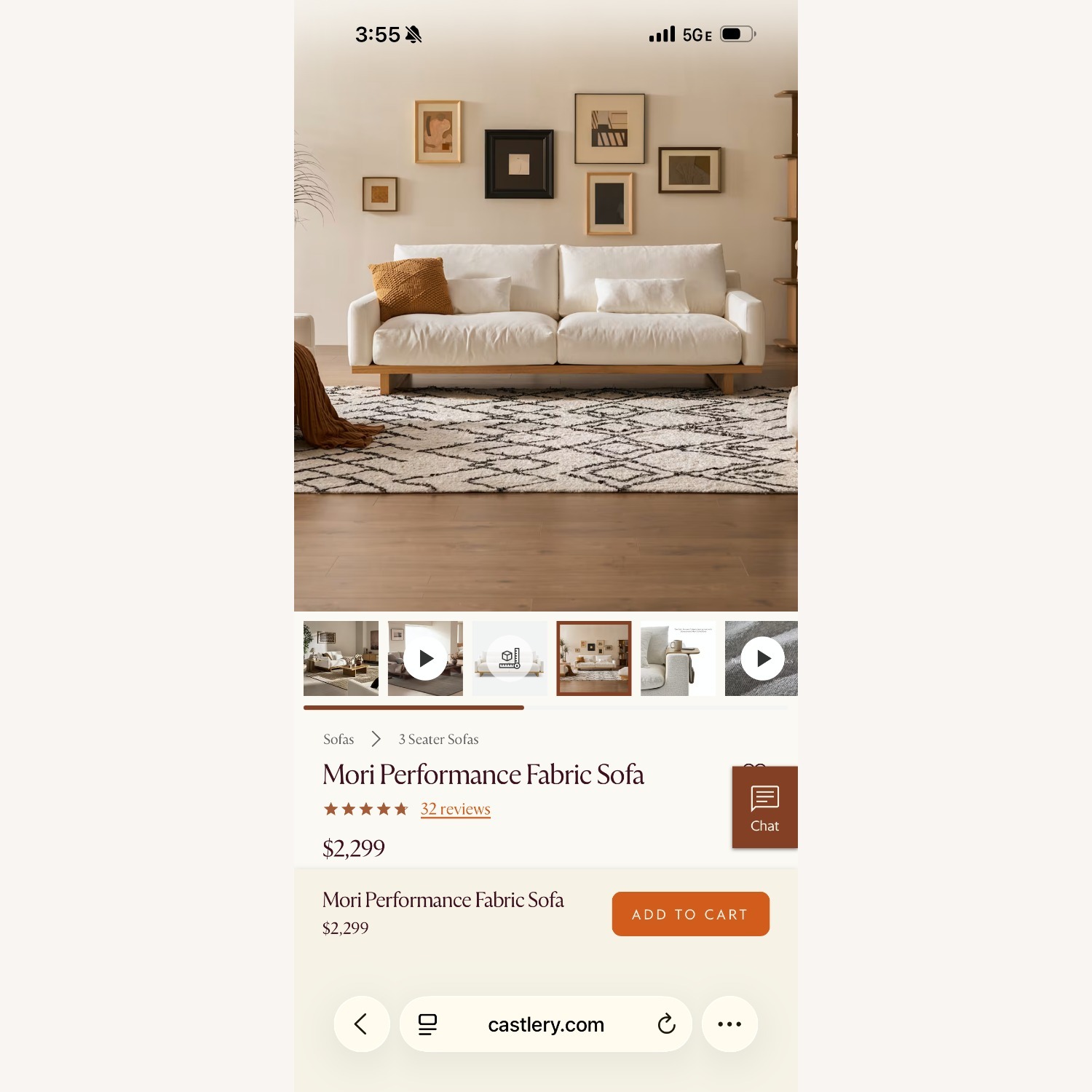 Castlery Mori Performance White Linen 2 Piece Sectional - image-12