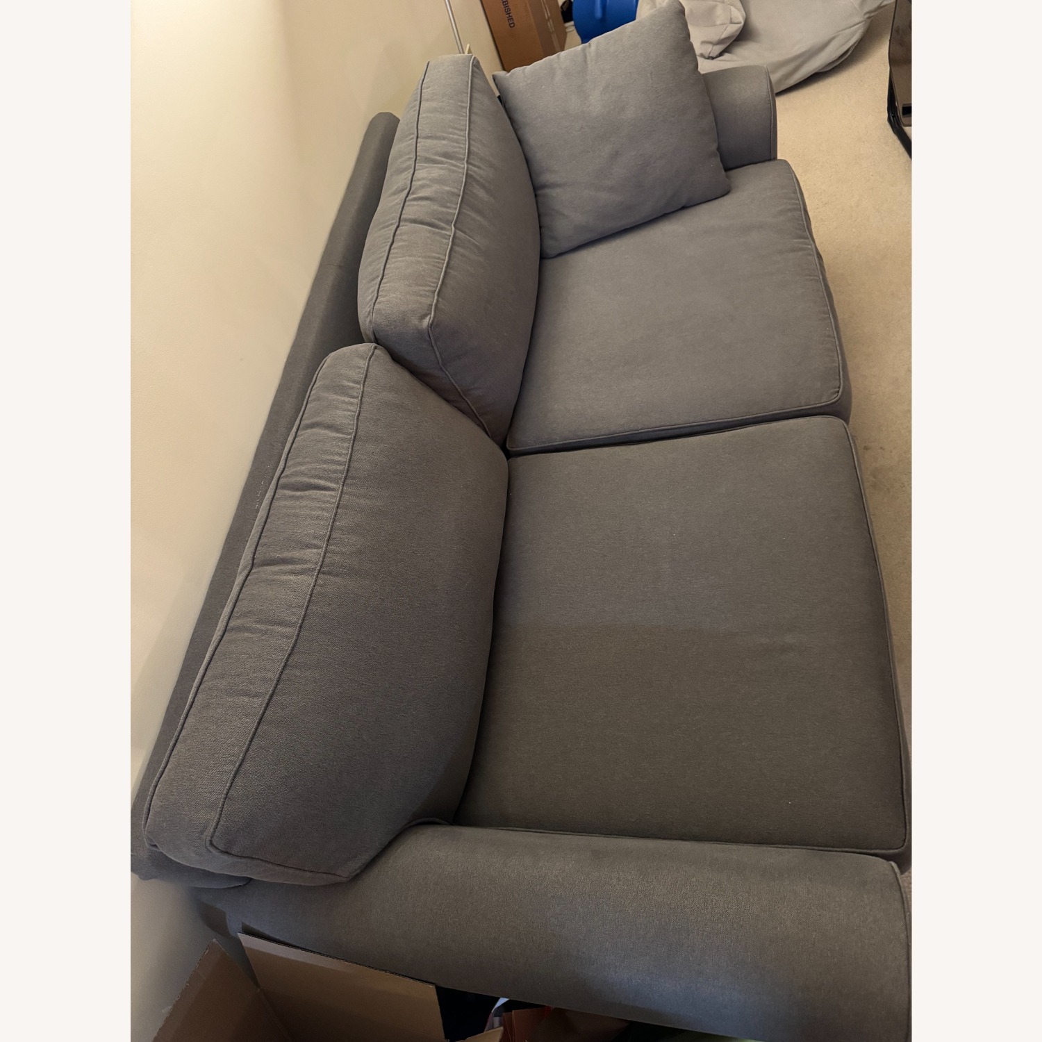 Dark Gray Leather 2 Seater Sofa - image-4