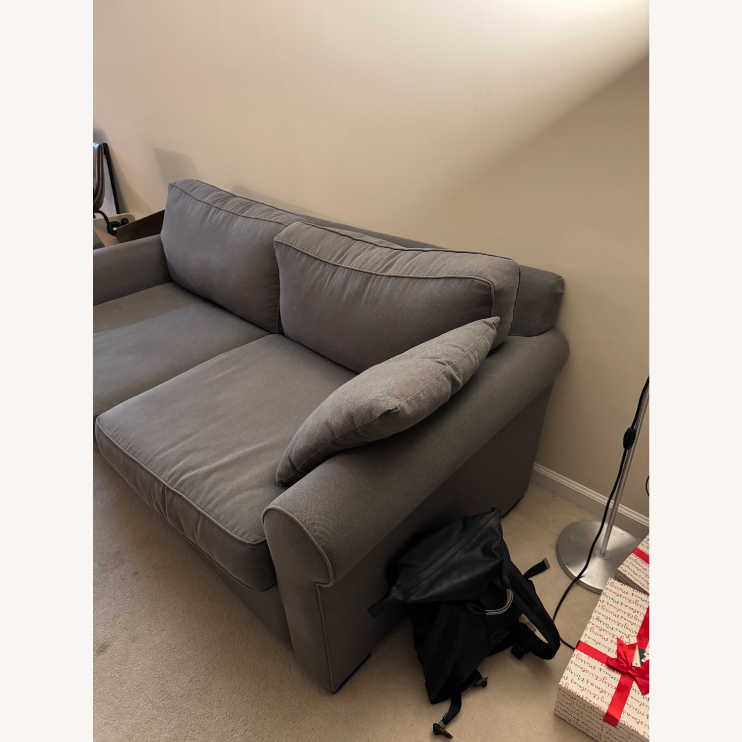 Dark Gray Leather 2 Seater Sofa - image-3