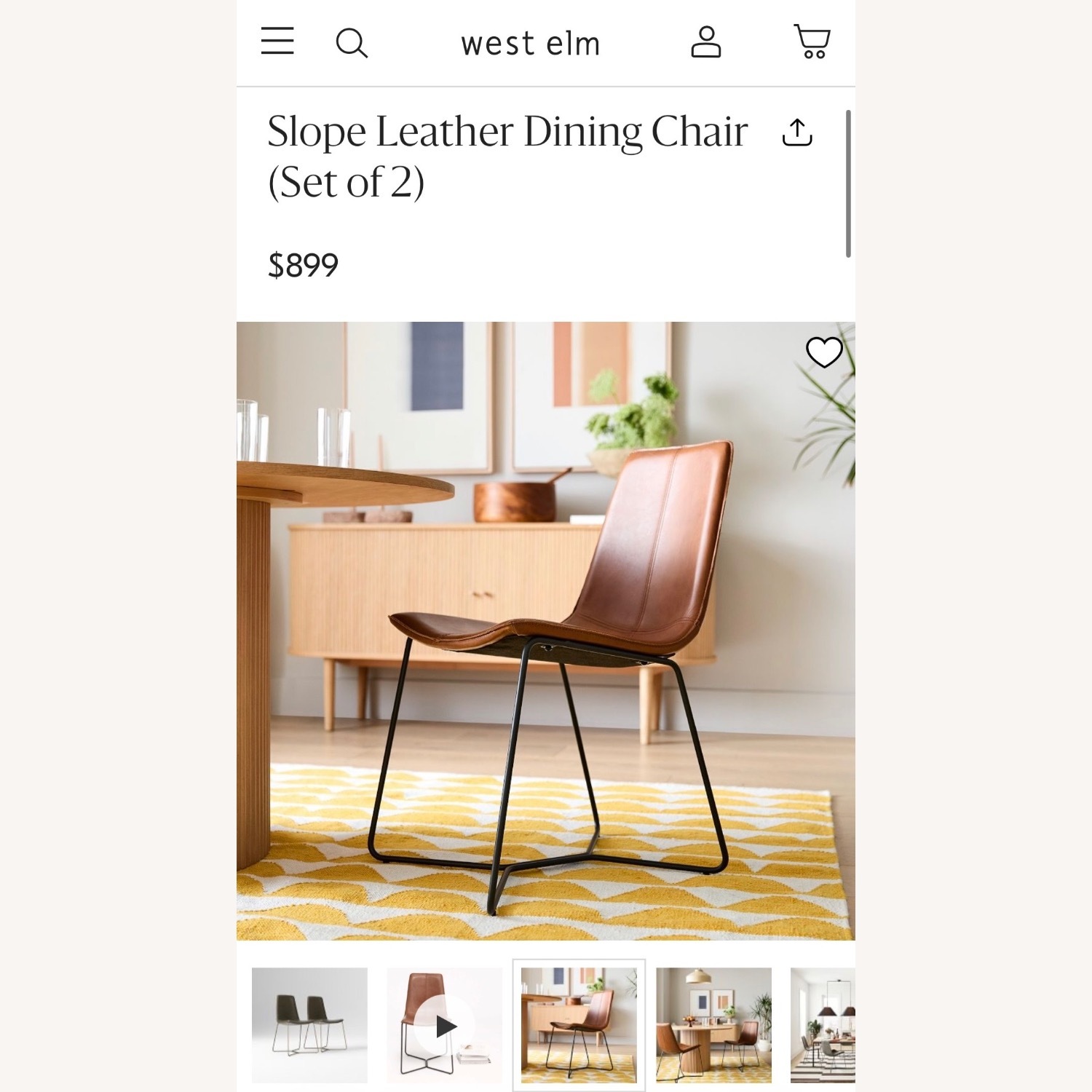 West Elm Slope Leather Dining Chair (Set of 2) - image-10