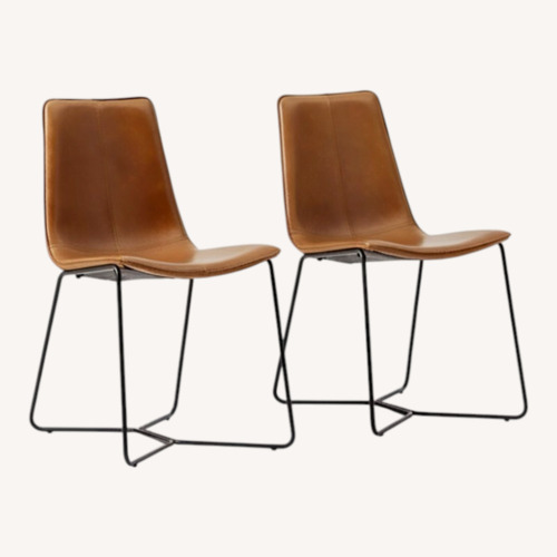 Used West Elm Slope Leather Dining Chair (Set of 2) for sale on AptDeco