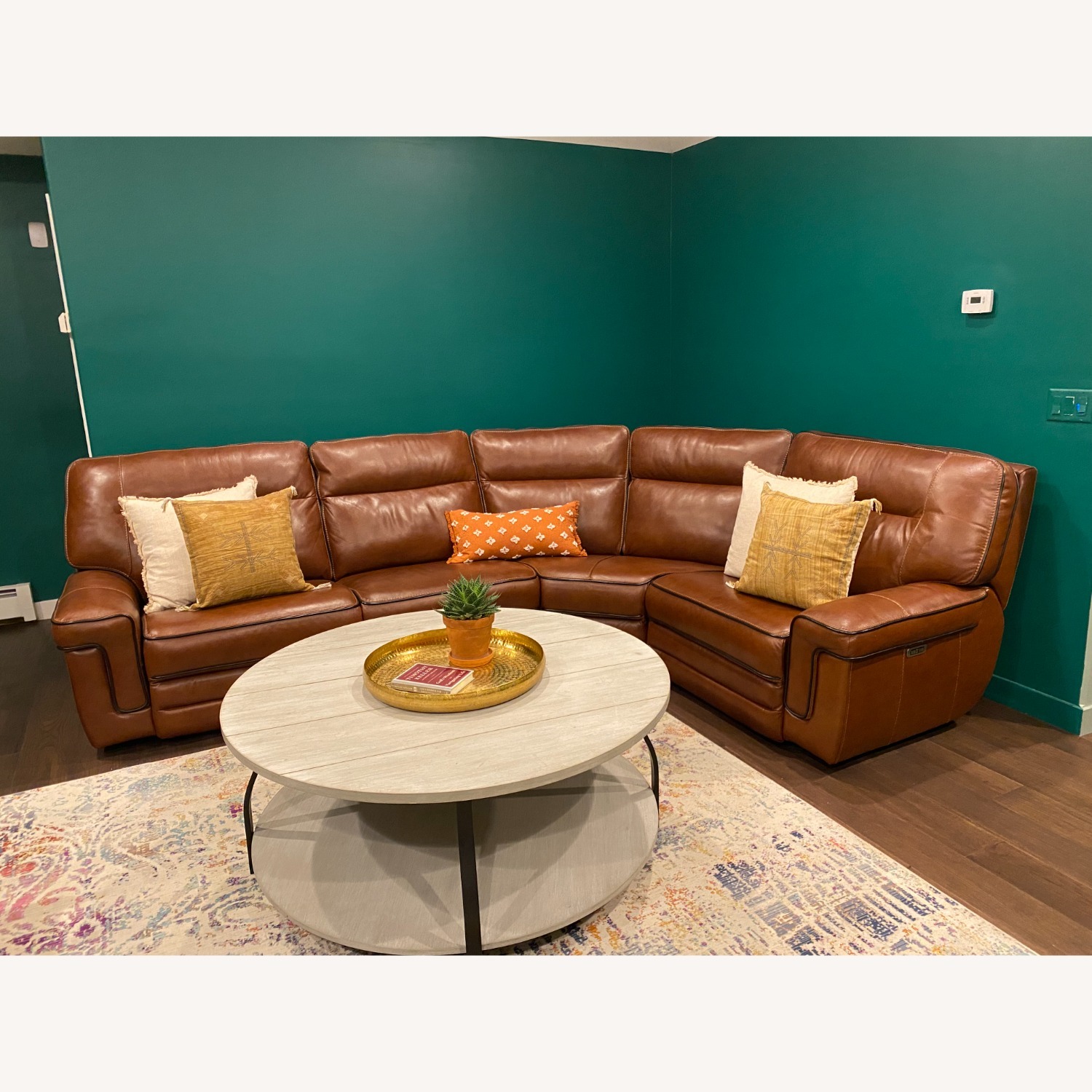 5 Piece Leather Sectional 3 Power Recliner - image-3