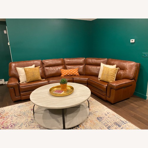 Used 5 Piece Leather Sectional 3 Power Recliner for sale on AptDeco