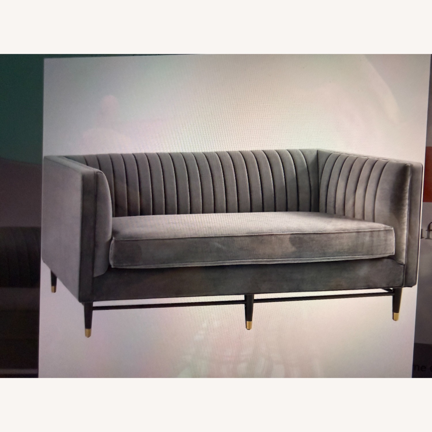 Modway Dark Gray Velvet 2 Seater Sofa - image-3