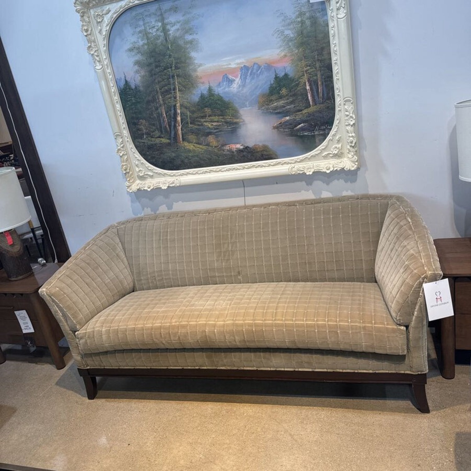HBF Upholstered Grid-Pattern Bench Cushion Sofa - image-2