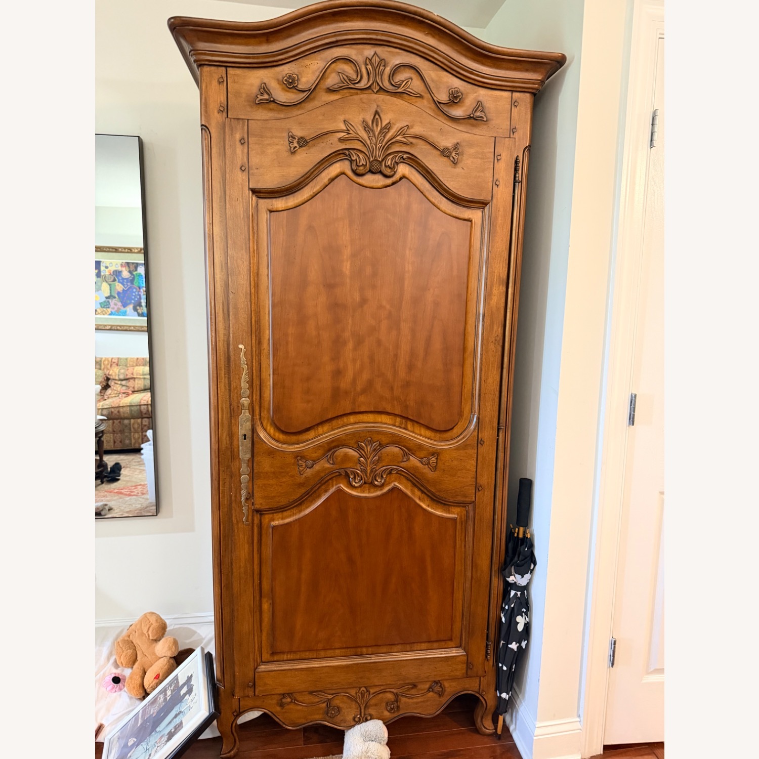 Pierre Deux Fabrics Dark Brown Wood Armoire - image-3
