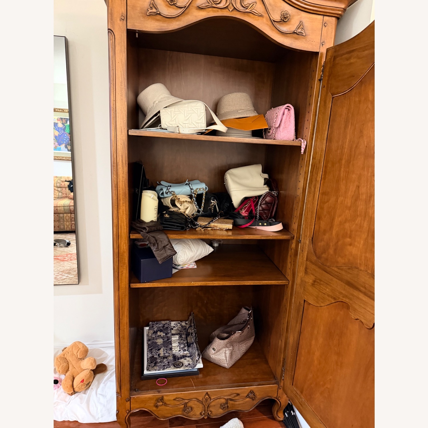Pierre Deux Fabrics Dark Brown Wood Armoire - image-2
