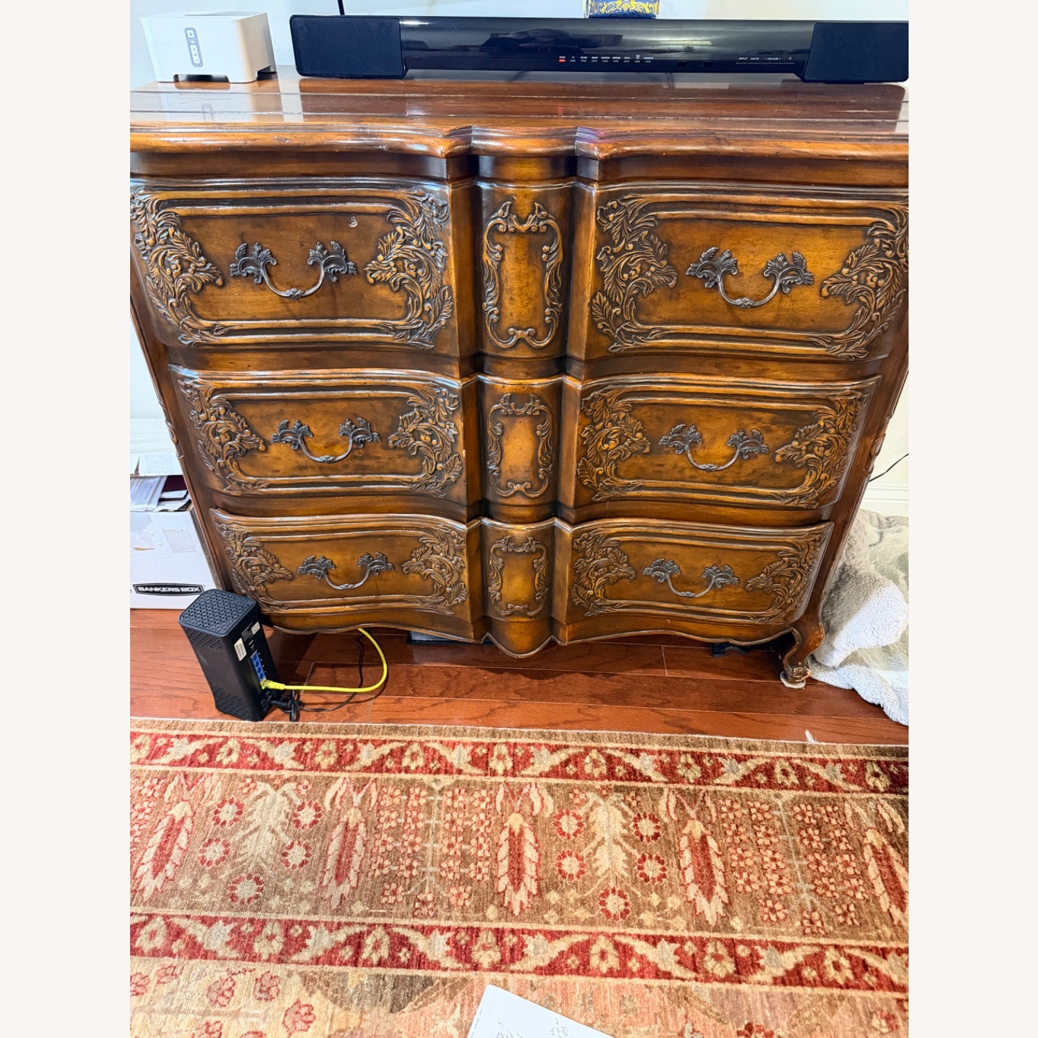 Pierre Deux Fabrics Dark Brown Wood Dresser - image-2