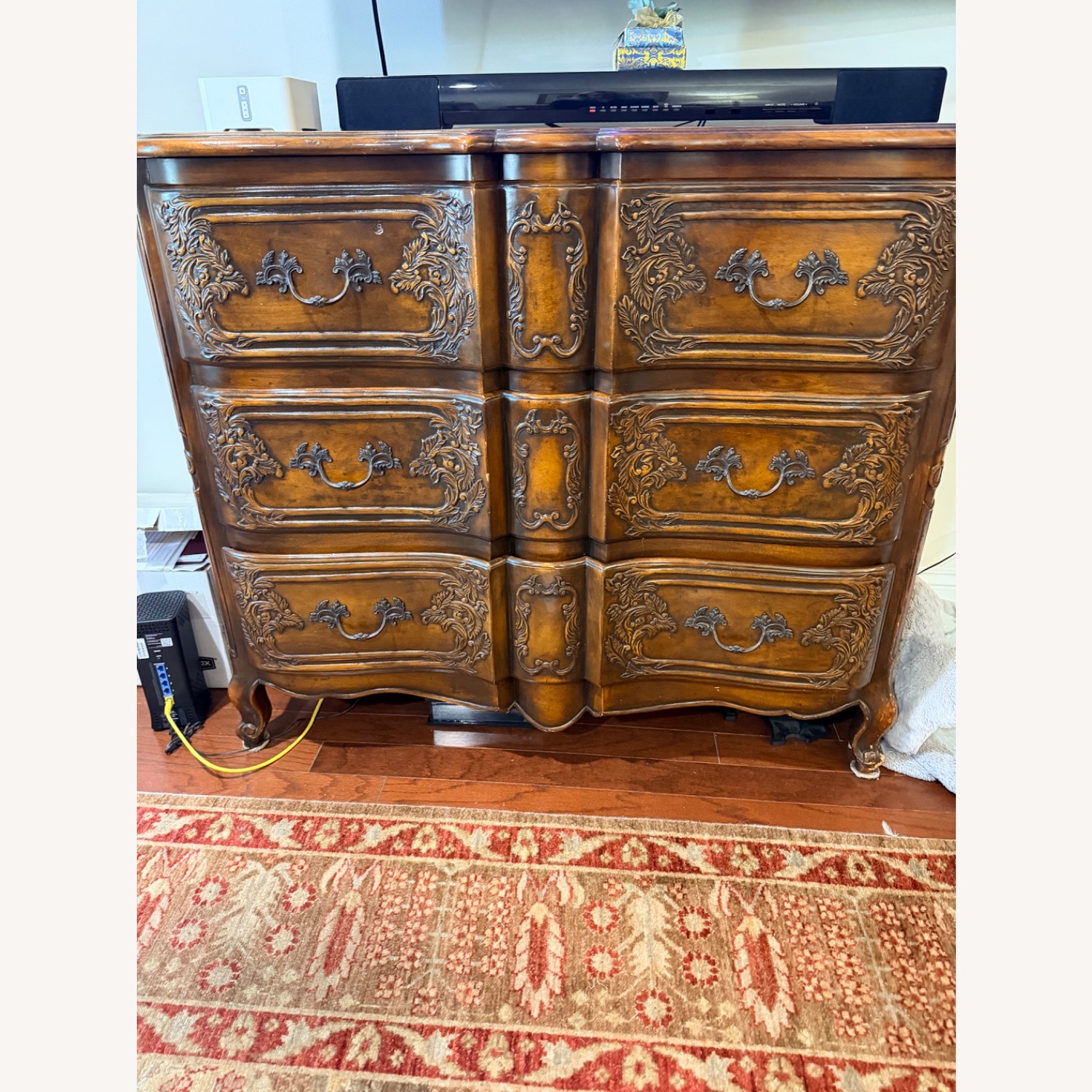 Pierre Deux Fabrics Dark Brown Wood Dresser - image-1
