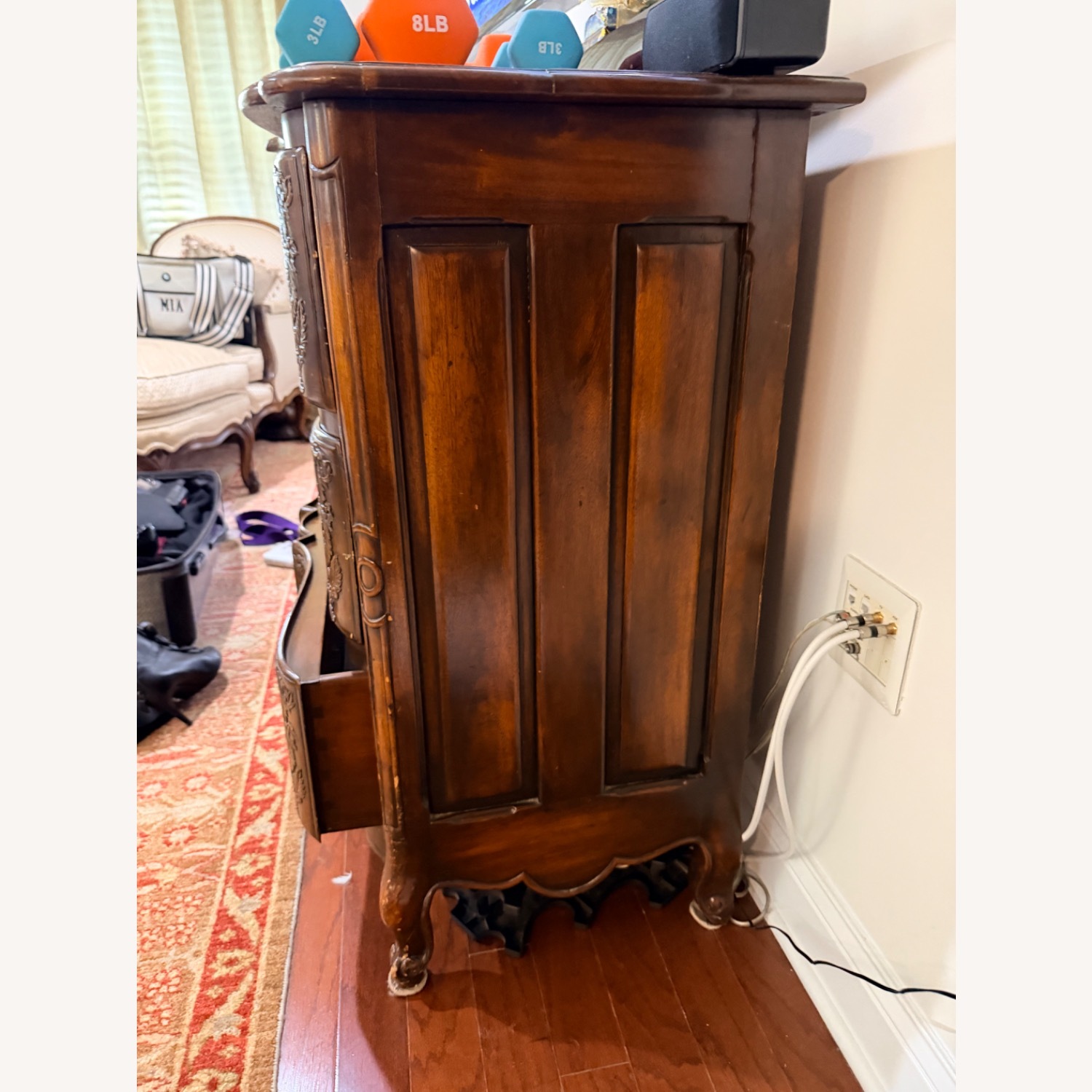 Pierre Deux Fabrics Dark Brown Wood Dresser - image-3